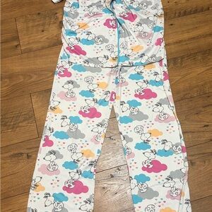 Ladies Pajamas with Snoopy Print - Multicolor
